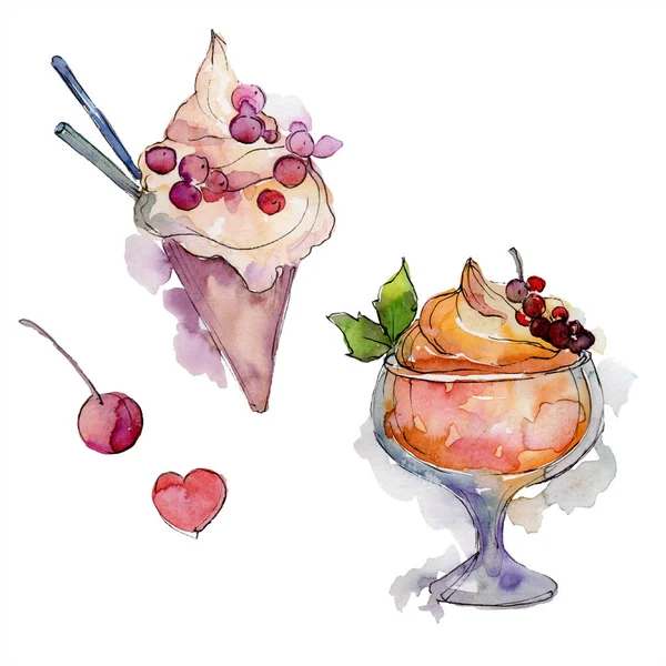 Ice Cream Een Glas Zoete Zomer Voedsel Geïsoleerde Illustratie Element — Stockfoto