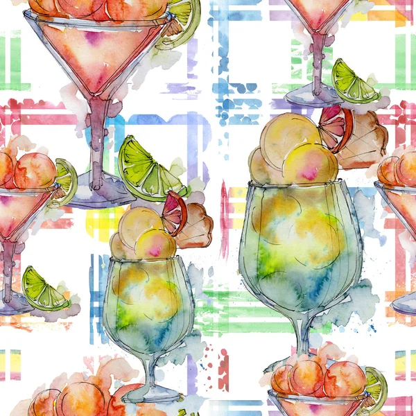 Ice Cream Glass Sweet Summer Food Seamless Background Pattern Fabric — Stock Photo, Image