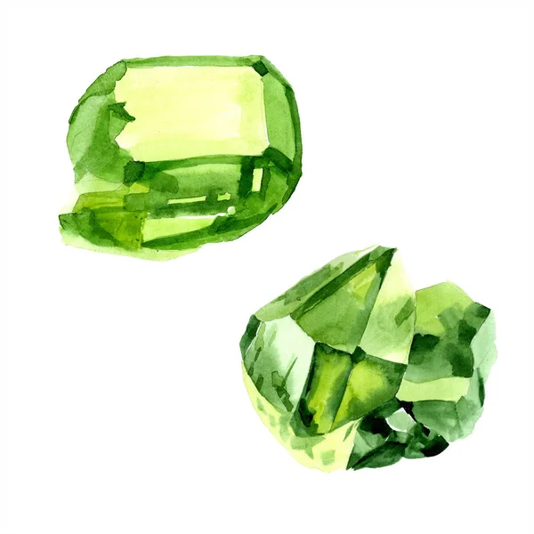 Zöld Gyémánt Rock Ékszerek Ásványi Elszigetelt Ábra Elemet Geometriai Kvarc — Stock Fotó