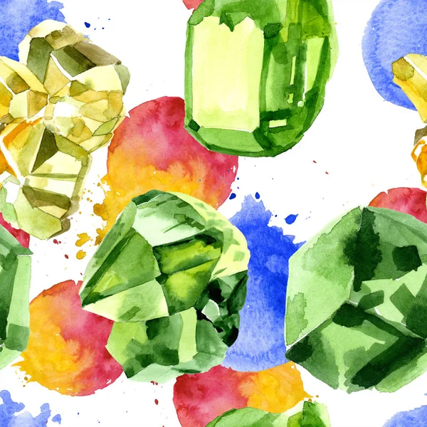 Mineral Jóias Pedra Diamante Verde Padrão Fundo Sem Costura Tecido — Fotografia de Stock