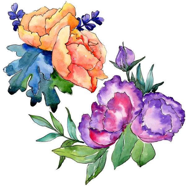 Aquarell Bunten Strauß Blume Blütenbotanische Blume Isoliertes Illustrationselement Aquarell Wildblume — Stockfoto