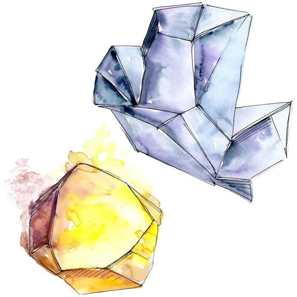 Colorido Diamante Roca Joyería Mineral Elemento Ilustración Aislado Cuarzo Geométrico —  Fotos de Stock