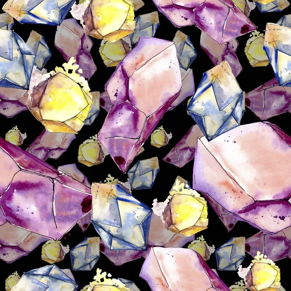 Красочные Бриллианты Камень Драгоценности Минерал Бесшовный Рисунок Фона Ткань Обои — стоковое фото