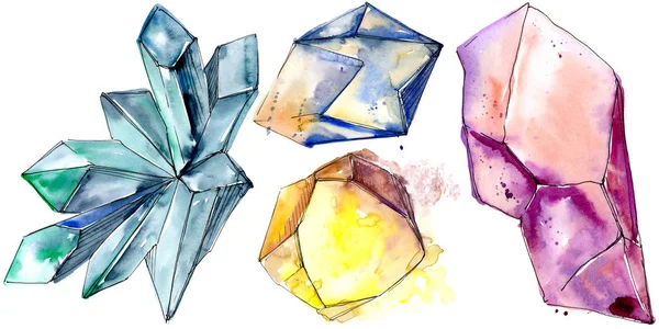 Diamant Coloré Bijoux Pierre Minérale Élément Illustration Isolé Géométrique Quartz — Photo