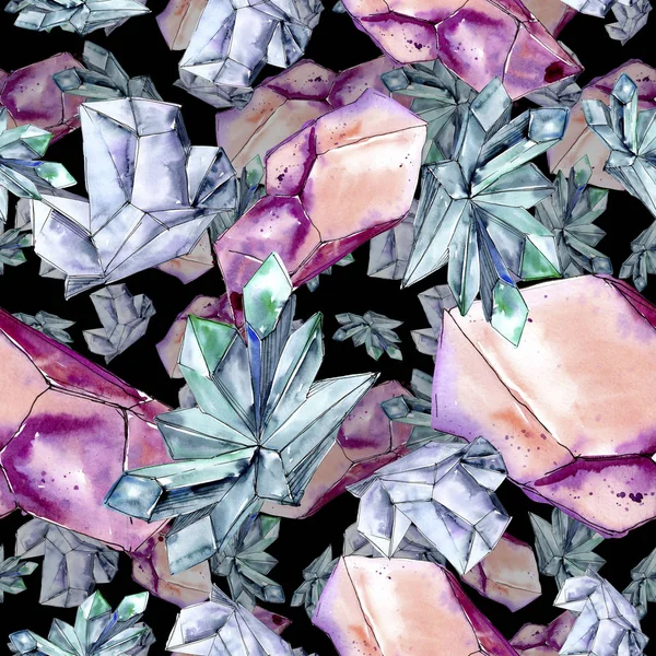Colorido Diamante Roca Joyería Mineral Patrón Fondo Sin Costuras Textura —  Fotos de Stock