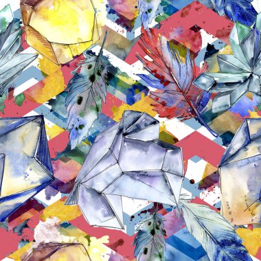 Renkli elmas taş takı mineral. Sorunsuz arka plan deseni. Kumaş duvar kağıdı yazdırma doku. Geometrik kuvars çokgen kristal taş mozaik şekil Ametist mücevher.