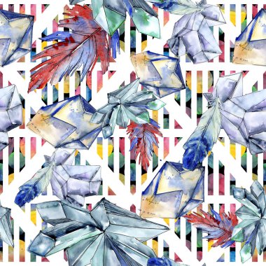 Renkli elmas taş takı mineral. Sorunsuz arka plan deseni. Kumaş duvar kağıdı yazdırma doku. Geometrik kuvars çokgen kristal taş mozaik şekil Ametist mücevher.