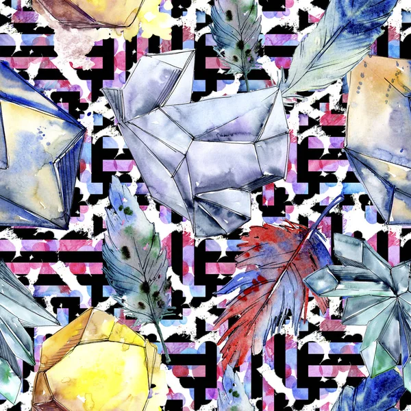 Renkli elmas taş takı mineral. Sorunsuz arka plan deseni. Kumaş duvar kağıdı yazdırma doku. Geometrik kuvars çokgen kristal taş mozaik şekil Ametist mücevher.