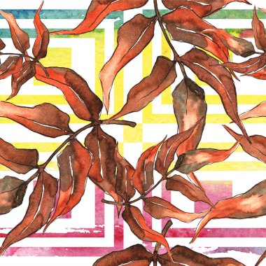 Fern bırakır. Yaprak fren bitki botanik bahçe çiçek yaprakları. Sorunsuz arka plan deseni. Kumaş duvar kağıdı yazdırma doku. Aquarelle yaprak için arka plan, doku, sarıcı desen, çerçeve veya kenarlık.