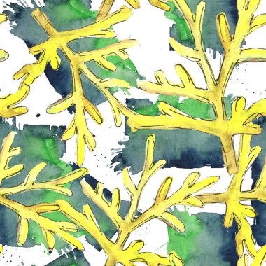 Fern bırakır. Yaprak fren bitki botanik bahçe çiçek yaprakları. Sorunsuz arka plan deseni. Kumaş duvar kağıdı yazdırma doku. Aquarelle yaprak için arka plan, doku, sarıcı desen, çerçeve veya kenarlık.