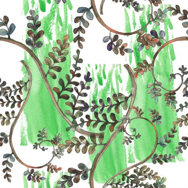 Fern bırakır. Yaprak fren bitki botanik bahçe çiçek yaprakları. Sorunsuz arka plan deseni. Kumaş duvar kağıdı yazdırma doku. Aquarelle yaprak için arka plan, doku, sarıcı desen, çerçeve veya kenarlık.