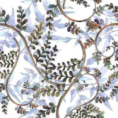 Fern bırakır. Yaprak fren bitki botanik bahçe çiçek yaprakları. Sorunsuz arka plan deseni. Kumaş duvar kağıdı yazdırma doku. Aquarelle yaprak için arka plan, doku, sarıcı desen, çerçeve veya kenarlık.