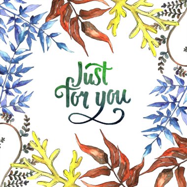 Fern bırakır. Yaprak fren bitki botanik bahçe çiçek yaprakları. Çerçeve kenarlığı süsleme Meydanı. Aquarelle yaprak için arka plan, doku, sarıcı desen, çerçeve veya kenarlık.