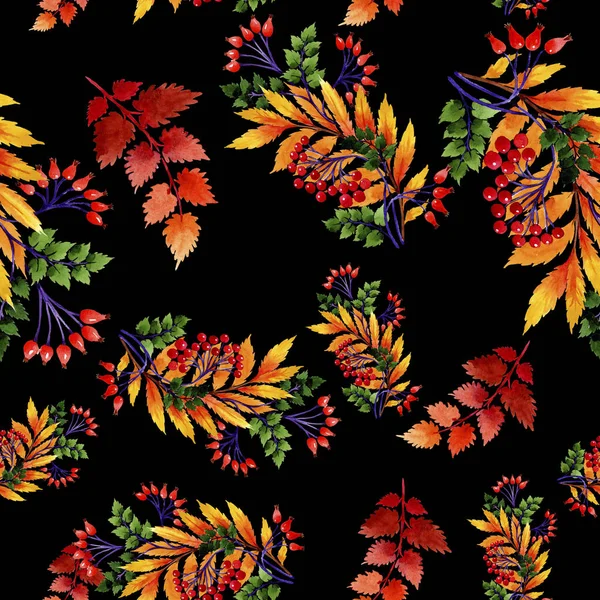 Watercolor Autumn Ornament Leaves Leaf Plant Botanical Garden Floral Foliage — Stock Photo, Image