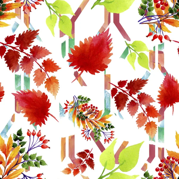 Akvarel Podzimní Ozdoba Listí Listy Rostlin Botanická Zahrada Květinové Listy — Stock fotografie