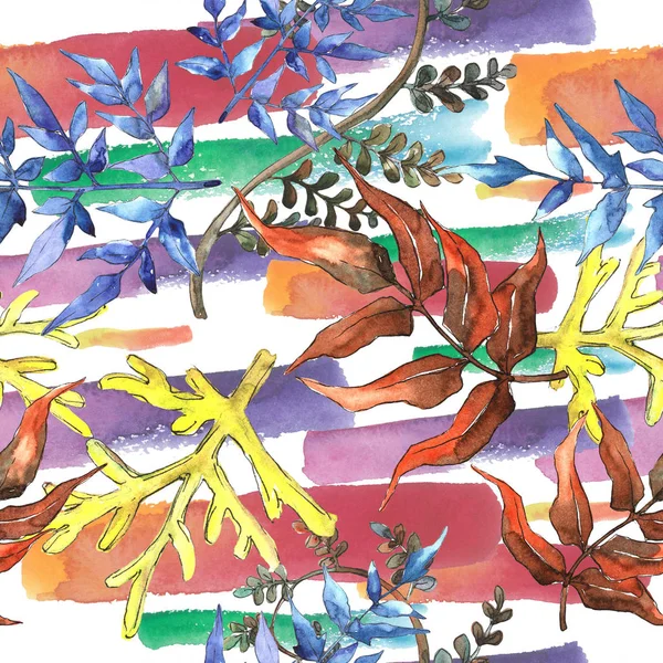 Fern bırakır. Yaprak fren bitki botanik bahçe çiçek yaprakları. Sorunsuz arka plan deseni. Kumaş duvar kağıdı yazdırma doku. Aquarelle yaprak için arka plan, doku, sarıcı desen, çerçeve veya kenarlık.