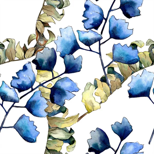 Blaue Farnblätter Blatt Bremse Pflanze Botanischen Garten Blütenblätter Nahtlose Hintergrundmuster — Stockfoto