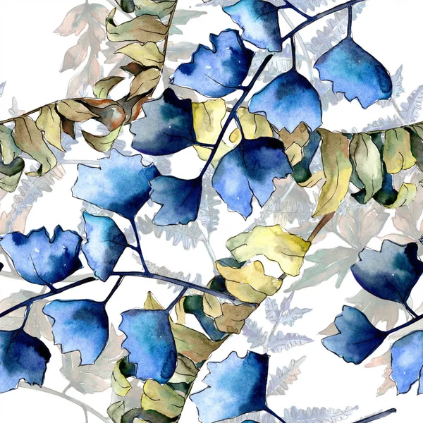 Синие Папоротники Листовой Тормозной Завод Ботанической Садовой Цветочной Листвы Бесшовный — стоковое фото