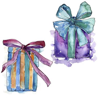 Noel kış tatil sembolü izole bir suluboya tarzında. 2018 domuz yıl, mutlu tatiller. Aquarelle Noel kartı için arka plan, doku, sarıcı desen, çerçeve veya kenarlık.