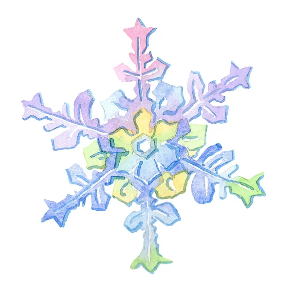 Set Hand Drawn Watercolor Snowflakes White Background Isolated Illustration Element — Stock Photo, Image