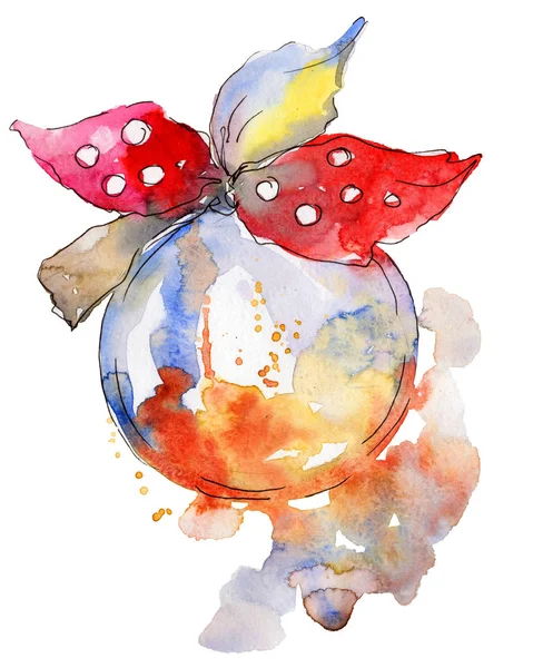 Noel kış tatil sembolü izole bir suluboya tarzında. 2018 domuz yıl, mutlu tatiller. Aquarelle Noel kartı için arka plan, doku, sarıcı desen, çerçeve veya kenarlık.