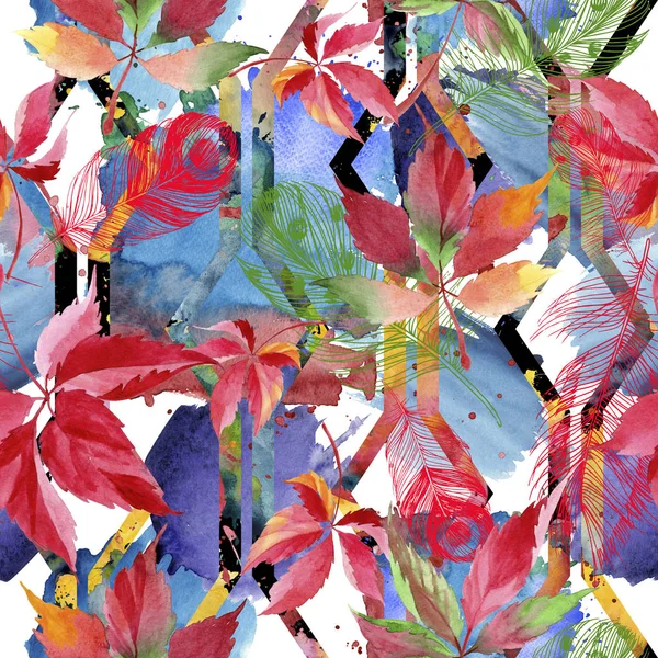 Акварель Красный Виноград Листья Цветочная Листва Ботанического Сада Бесшовный Рисунок — стоковое фото