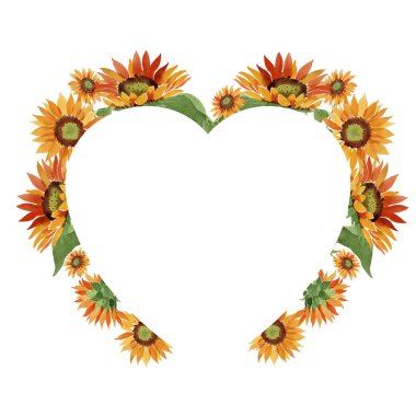 Suluboya portakal çiçeği ayçiçeği. Botanik çiçek. Çerçeve kenarlığı süsleme Meydanı. Arka plan, doku, sarıcı desen, çerçeve veya kenarlık için Aquarelle kır çiçeği.