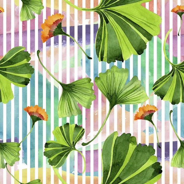 Färgglada Löv Ginkgo Leaf Växt Botaniska Trädgård Blommig Bladverk Sömlös — Stockfoto