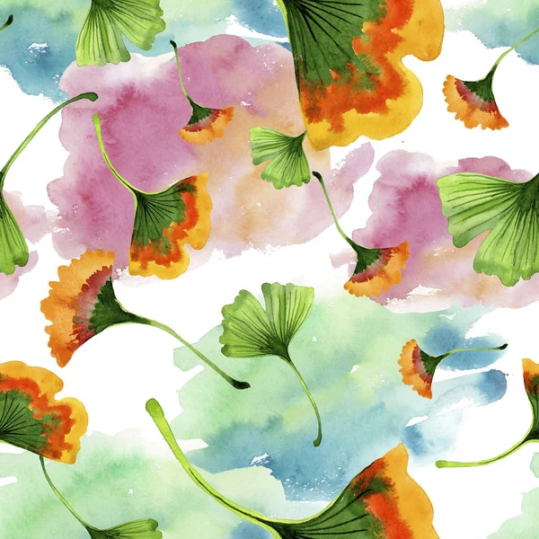 Цветные Листья Гинкго Цветочная Листва Ботанического Сада Бесшовный Рисунок Фона — стоковое фото