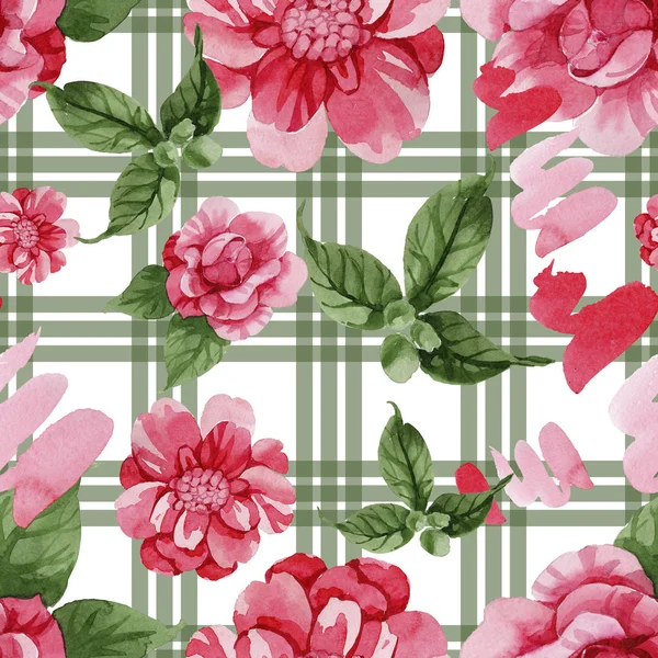Akvarell Rosa Camellia Klättring Blomma Blommig Botaniska Blomma Sömlös Bakgrundsmönster — Stockfoto