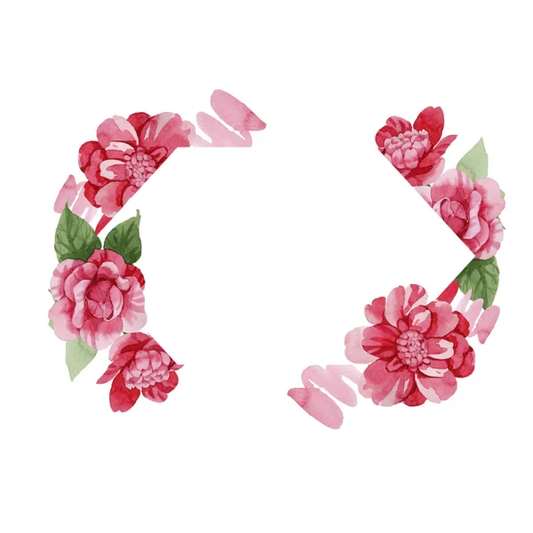 Ακουαρέλα Ροζ Καμέλια Λουλούδι Αναρρίχησης Floral Βοτανικό Λουλούδι Πλατεία Στολίδι — Φωτογραφία Αρχείου