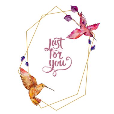 Gökyüzü kuş renkli colibri bir yaban hayatı suluboya stili tarafından içinde. Çerçeve kenarlığı süsleme Meydanı. Vahşi özgürlük, uçan kanatlı bir kuş. Aquarelle kuş arka plan, doku, çerçeve, kenarlık veya dövme için.