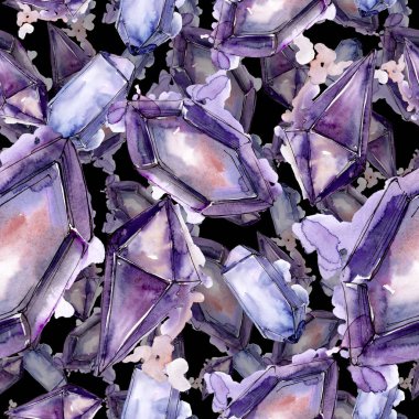 Renkli elmas taş takı mineral. Sorunsuz arka plan deseni. Kumaş duvar kağıdı yazdırma doku. Geometrik kuvars çokgen kristal taş mozaik şekil Ametist mücevher.