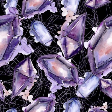 Renkli elmas taş takı mineral. Sorunsuz arka plan deseni. Kumaş duvar kağıdı yazdırma doku. Geometrik kuvars çokgen kristal taş mozaik şekil Ametist mücevher.