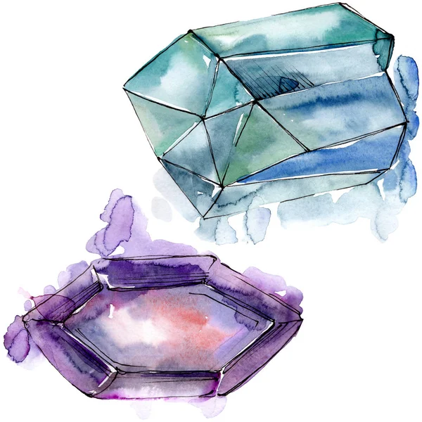 Perhiasan Mineral Berlian Berwarna Unsur Ilustrasi Terisolasi Geometric Quartz Polygon — Stok Foto
