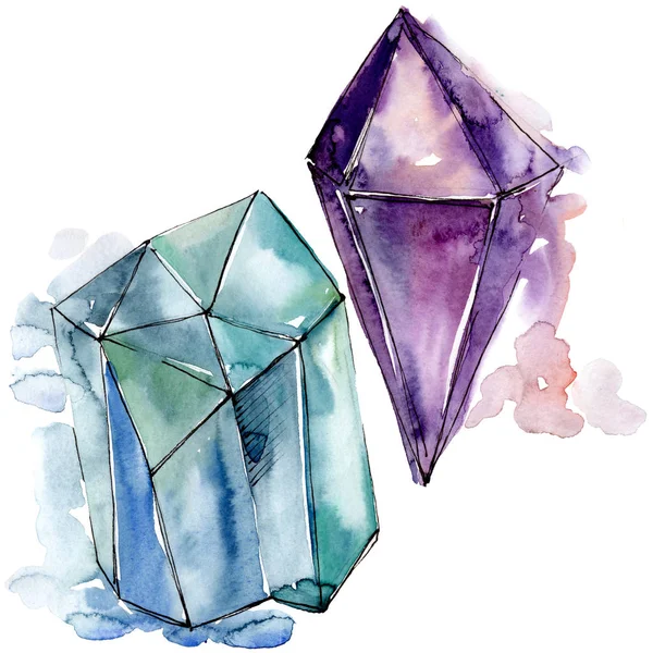 Bijuterii Colorate Diamante Minerale Element Izolat Ilustrație Cuarţ Geometric Poligon — Fotografie, imagine de stoc