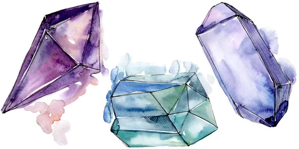Färgglada Diamond Rock Smycken Mineral Isolerade Illustration Element Geometriska Kvarts — Stockfoto