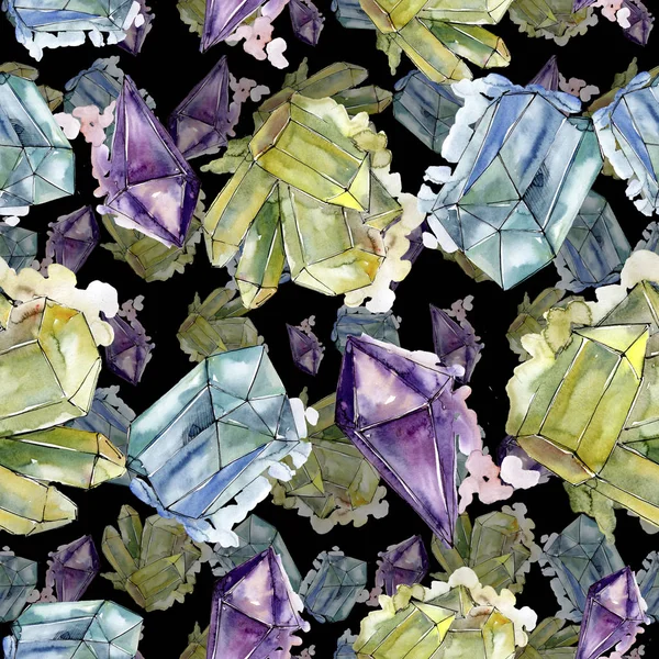 Colorato Diamante Minerale Gioielli Roccia Modello Sfondo Senza Soluzione Continuità — Foto Stock