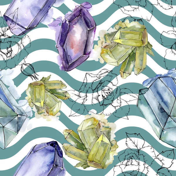 Färgglada Diamond Rock Smycken Mineral Sömlös Bakgrundsmönster Tyg Tapeter Tryckta — Stockfoto