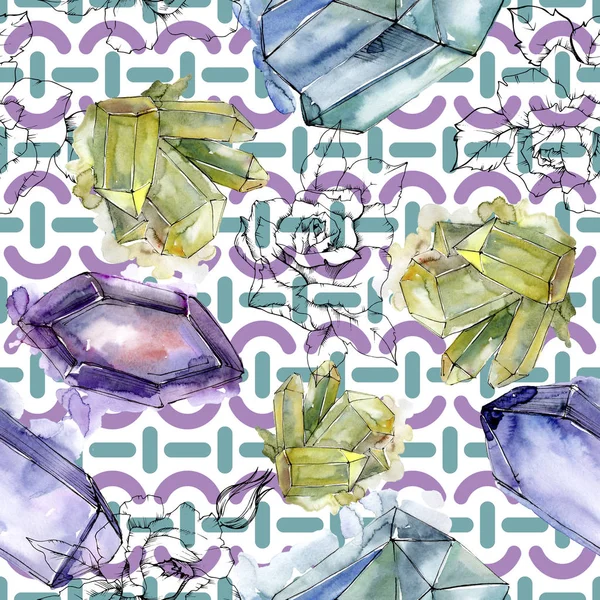 Färgglada Diamond Rock Smycken Mineral Sömlös Bakgrundsmönster Tyg Tapeter Tryckta — Stockfoto
