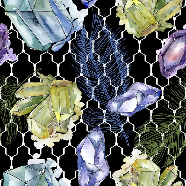 Colorido Diamante Roca Joyería Mineral Patrón Fondo Sin Costuras Textura —  Fotos de Stock