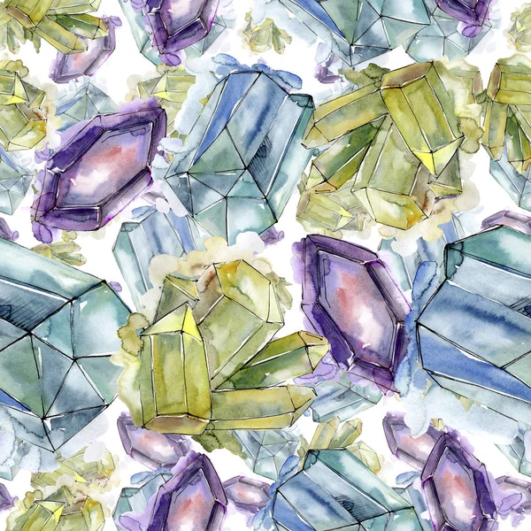 Pedra Diamante Colorido Jóias Mineral Padrão Fundo Sem Costura Tecido — Fotografia de Stock