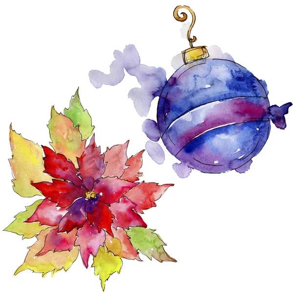 Vánoční Zimní Dovolená Symbol Stylu Akvarelu Samostatný 2019 Rok Veselé — Stock fotografie