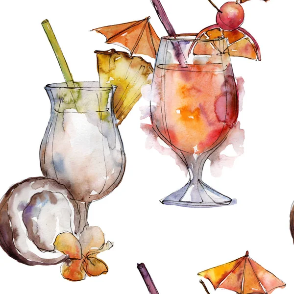 Beach Drinks Bar Party Cocktail Drink Seamless Background Pattern Alcohol — Stock Photo, Image