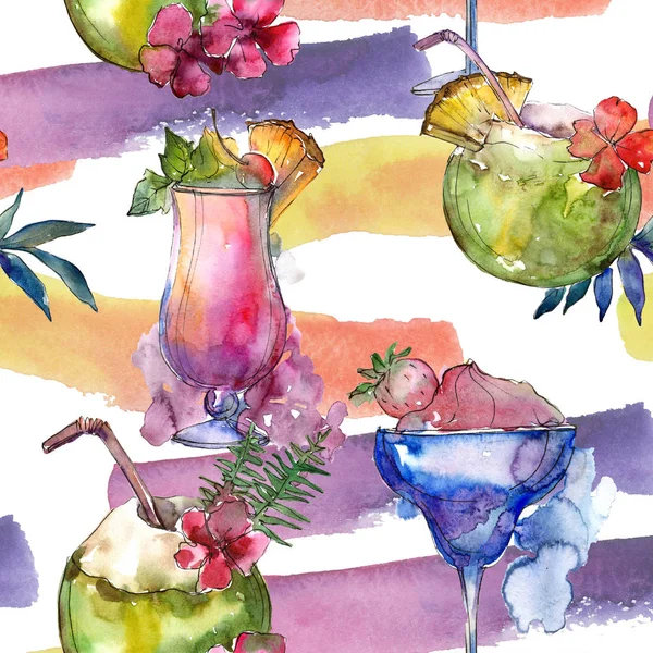 Tropische Bar Party Cocktail Drink Restaurant Menü Illustration Nahtlose Hintergrundmuster — Stockfoto