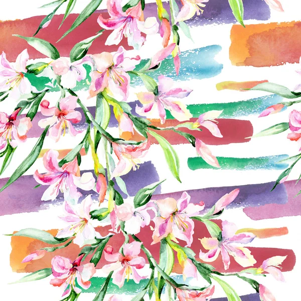 Акварель Красочный Букет Альстромерия Цветок Цветочный Ботанический Цветок Бесшовный Рисунок — стоковое фото