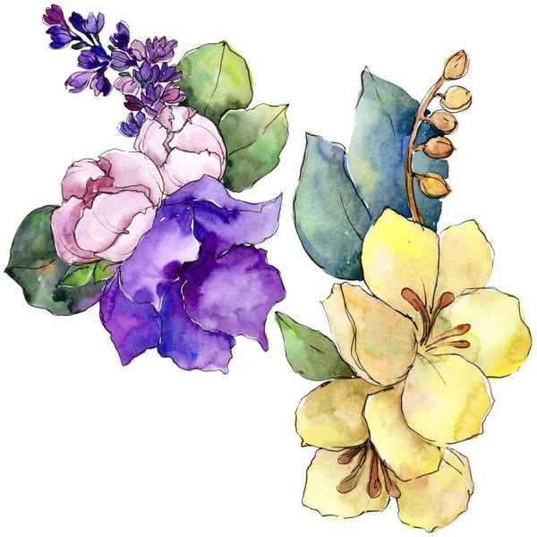 Watercolor Colorful Bouquet Tropical Flower Floral Botanical Flower Isolated Illustration — Stock Photo, Image