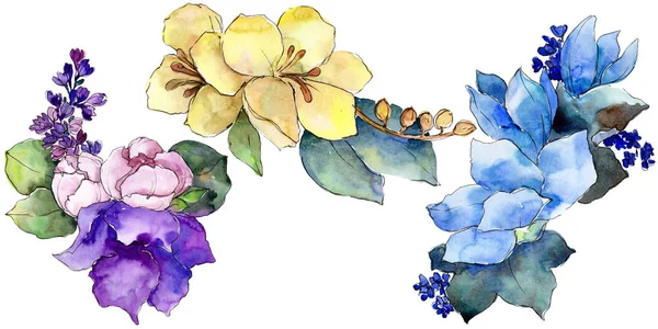 Aquarell Bunten Strauß Tropische Blume Blütenbotanische Blume Isoliertes Illustrationselement Aquarell — Stockfoto