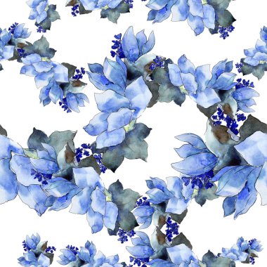 Sulu boya renkli buket tropikal çiçek. Botanik çiçek. Sorunsuz arka plan deseni. Kumaş duvar kağıdı yazdırma doku. Arka plan, doku, sarıcı desen Aquarelle kır çiçeği.