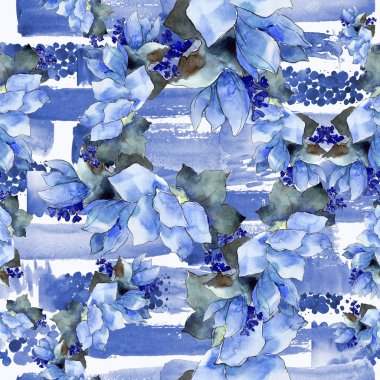 Sulu boya renkli buket tropikal çiçek. Botanik çiçek. Sorunsuz arka plan deseni. Kumaş duvar kağıdı yazdırma doku. Arka plan, doku, sarıcı desen Aquarelle kır çiçeği.